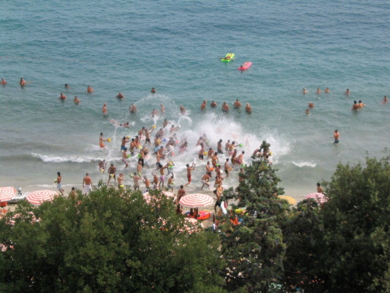 Water buckets battle at Cavoli beach